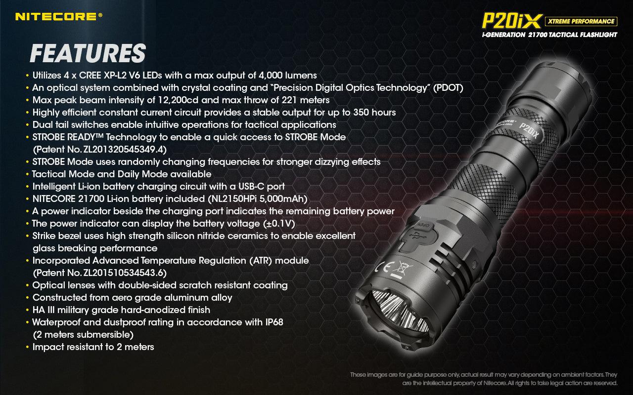 NITECORE P20iX TORCH + 5000MAH BATTERY + CABLE - NeonSales South Africa