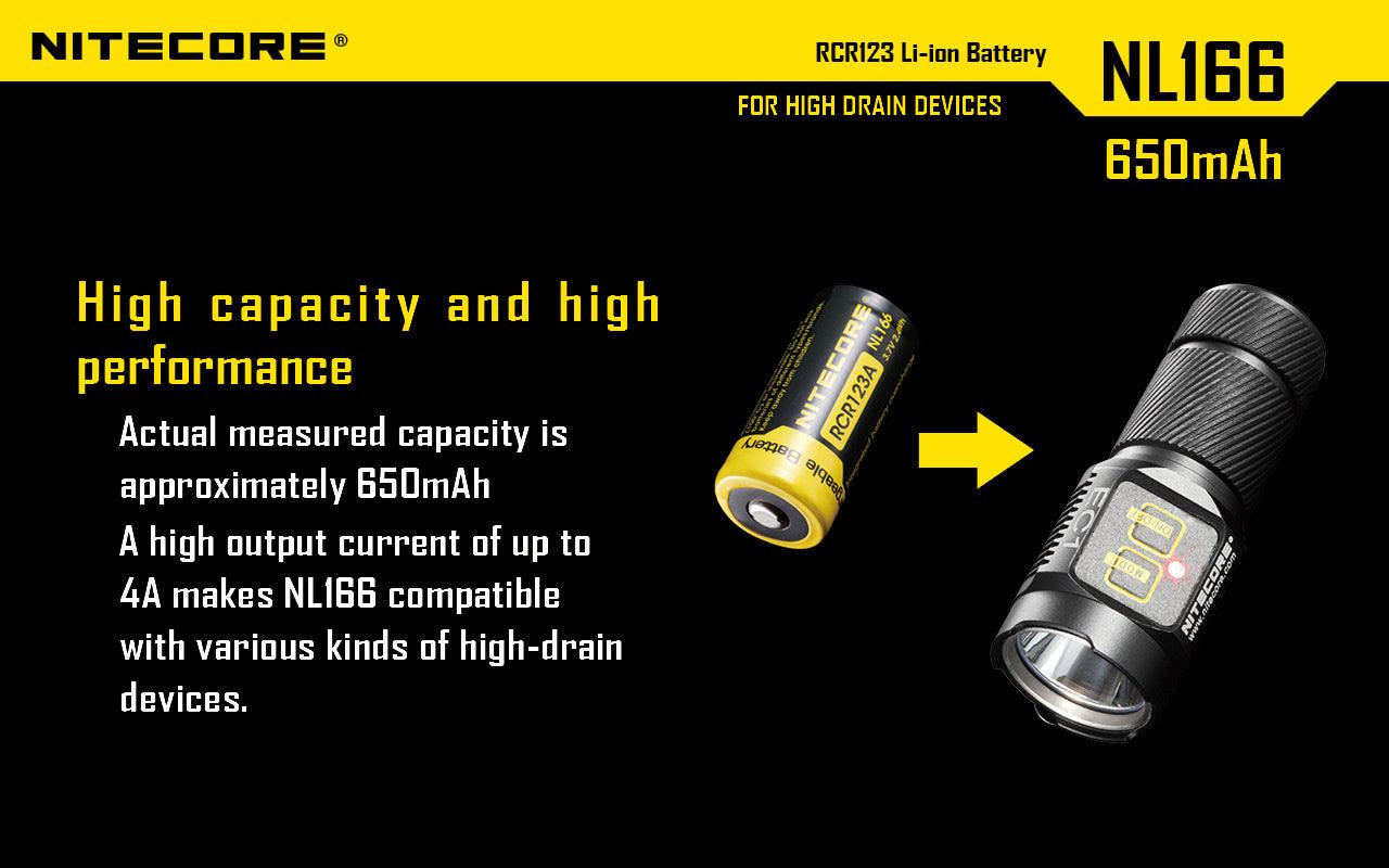 NITECORE RCR123 RECHARGEABLE 3.7V BATTERY 650MAH - NeonSales South Africa