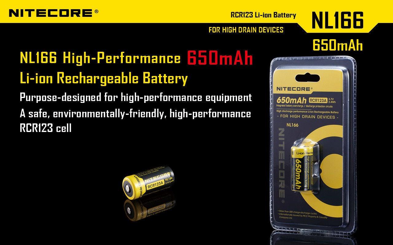 NITECORE RCR123 RECHARGEABLE 3.7V BATTERY 650MAH - NeonSales South Africa