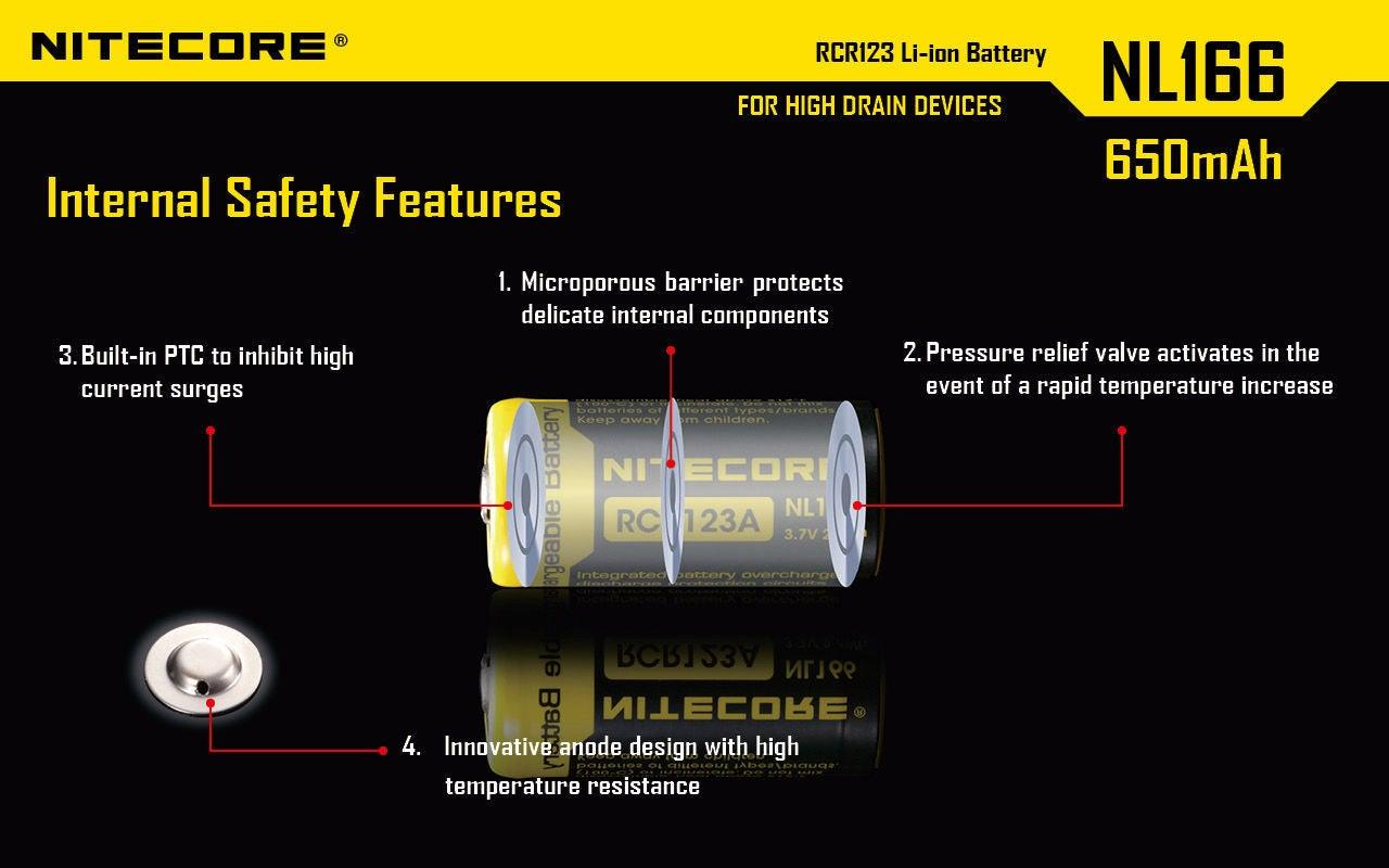 NITECORE RCR123 RECHARGEABLE 3.7V BATTERY 650MAH - NeonSales South Africa