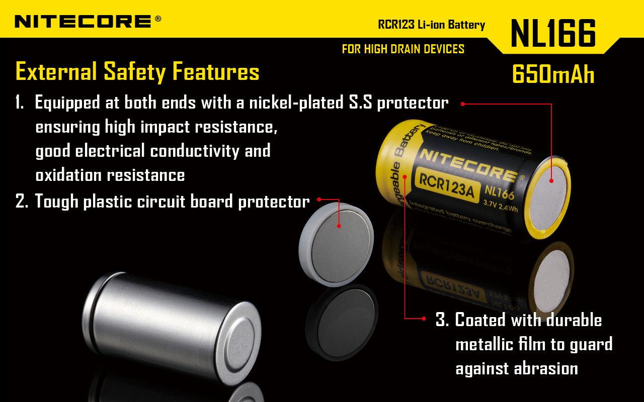 NITECORE RCR123 RECHARGEABLE 3.7V BATTERY 650MAH - NeonSales South Africa