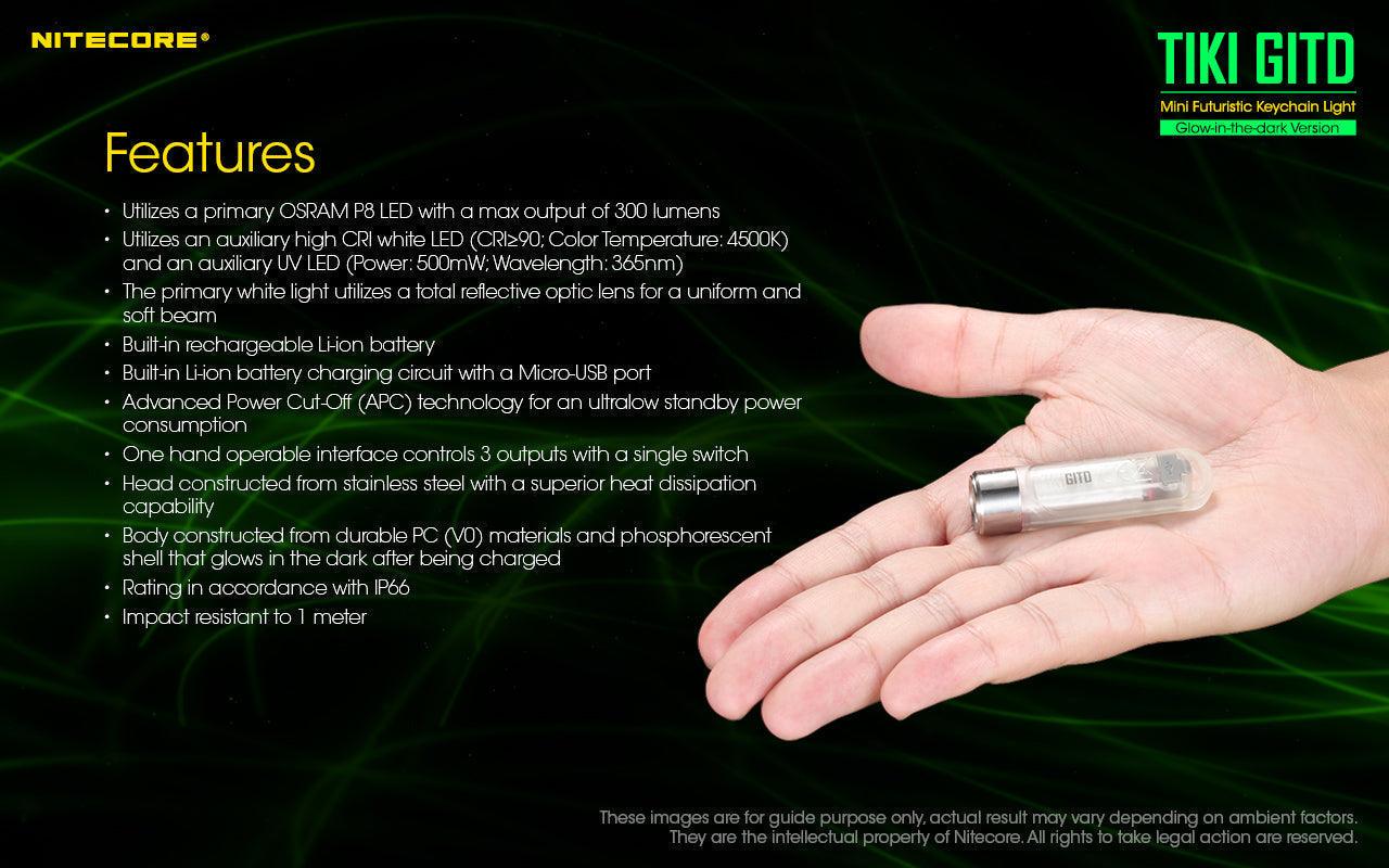 NITECORE TIKI GLOW-IN-THE-DARK 300 LUMEN - NeonSales South Africa