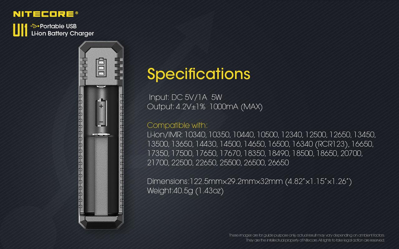NITECORE UI1 BATTERY CHARGER + CABLE - 1 SLOT - NeonSales South Africa