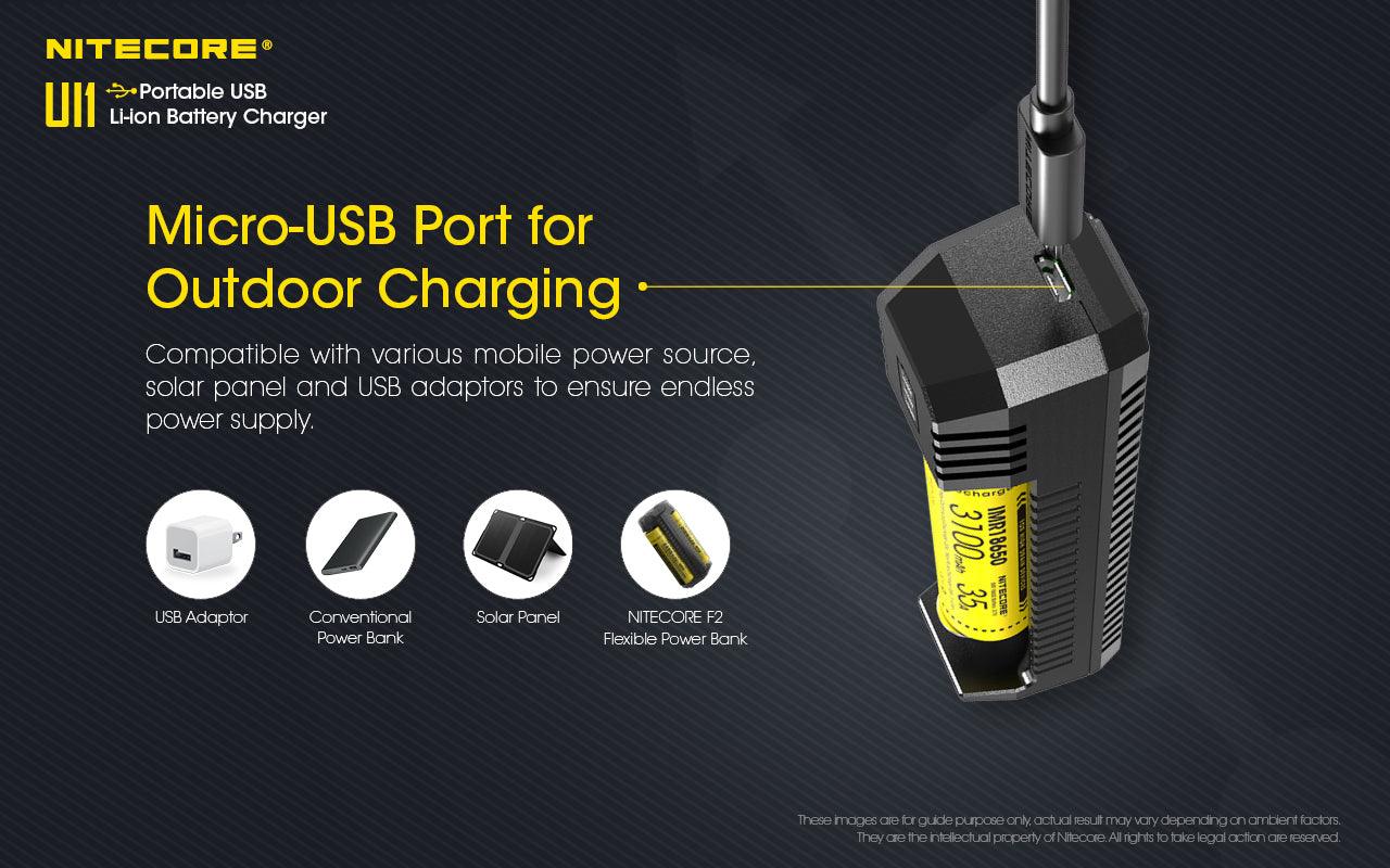 NITECORE UI1 BATTERY CHARGER + CABLE - 1 SLOT - NeonSales South Africa