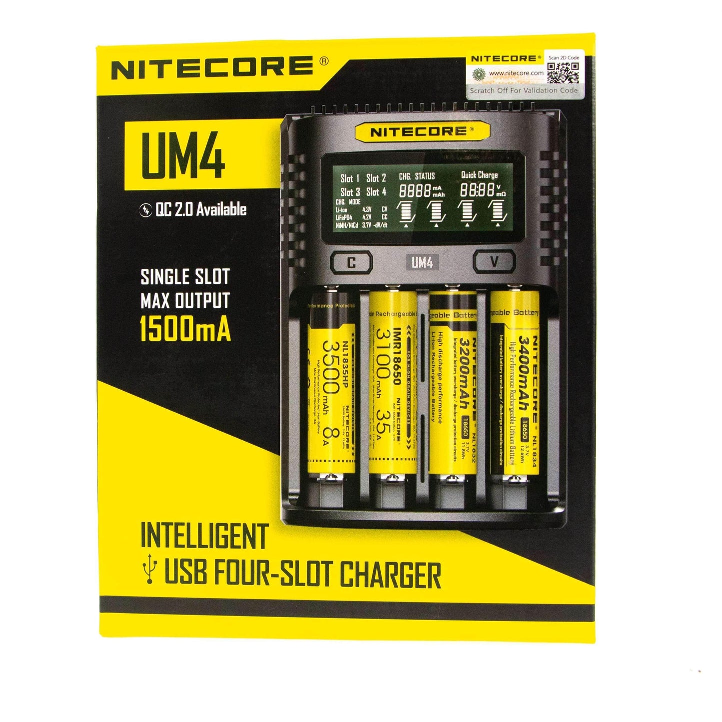 NITECORE UMS4 BATTERY CHARGER - 4 SLOT, MINI-USB - NeonSales {{ shop.shopifyCountryName }}