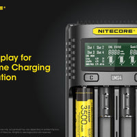 NITECORE UMS4 BATTERY CHARGER - 4 SLOT, MINI-USB - NeonSales {{ shop.shopifyCountryName }}
