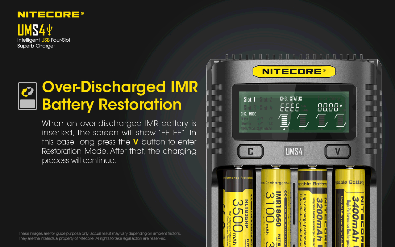 NITECORE UMS4 BATTERY CHARGER - 4 SLOT, MINI-USB - NeonSales {{ shop.shopifyCountryName }}