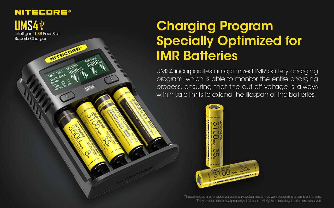 NITECORE UMS4 BATTERY CHARGER - 4 SLOT, MINI-USB - NeonSales {{ shop.shopifyCountryName }}