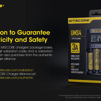 NITECORE UMS4 BATTERY CHARGER - 4 SLOT, MINI-USB - NeonSales {{ shop.shopifyCountryName }}