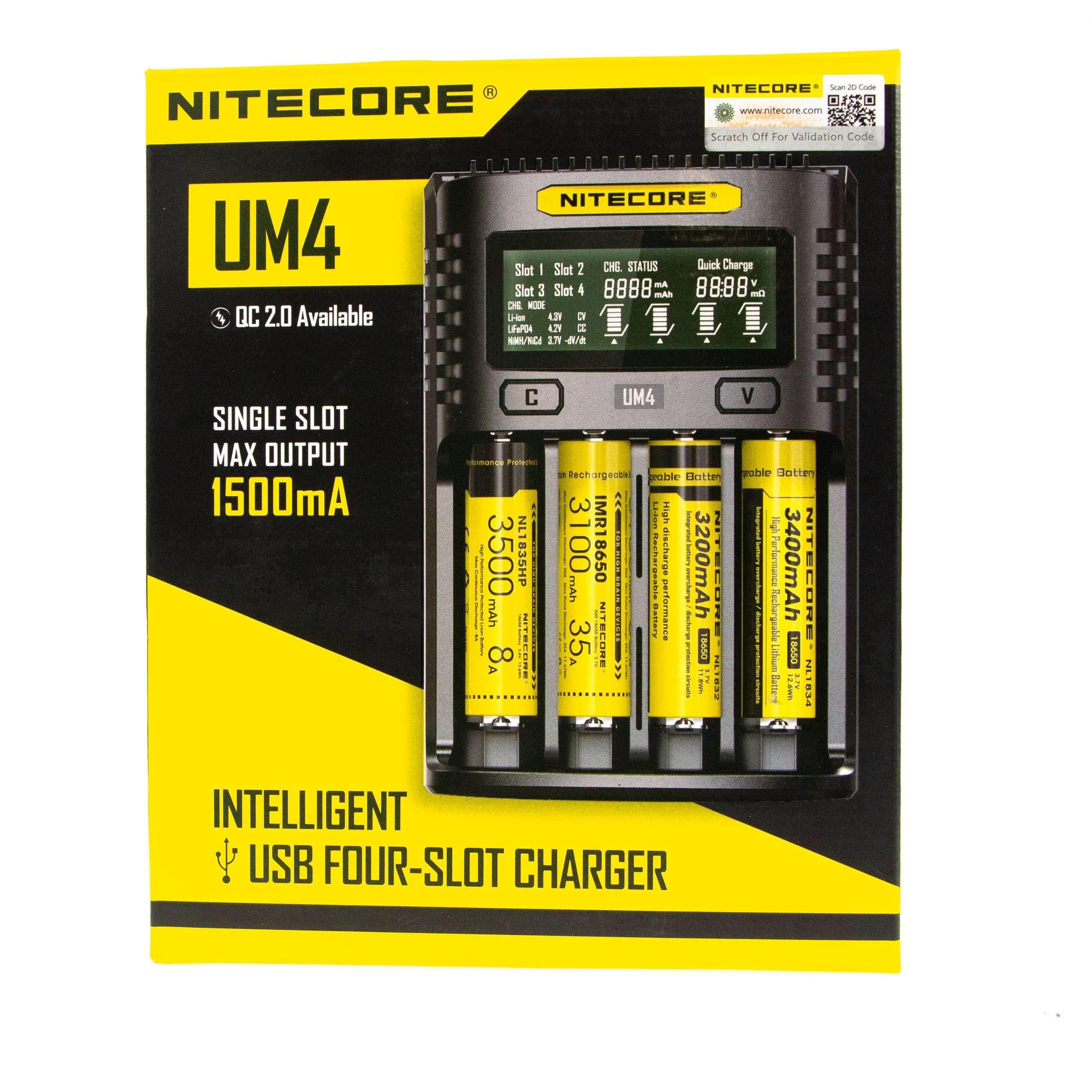 NITECORE UMS4 BATTERY CHARGER - 4 SLOT, MINI-USB - NeonSales South Africa