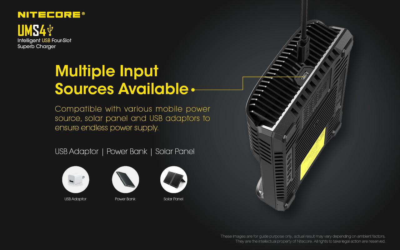 NITECORE UMS4 BATTERY CHARGER - 4 SLOT, MINI-USB - NeonSales South Africa