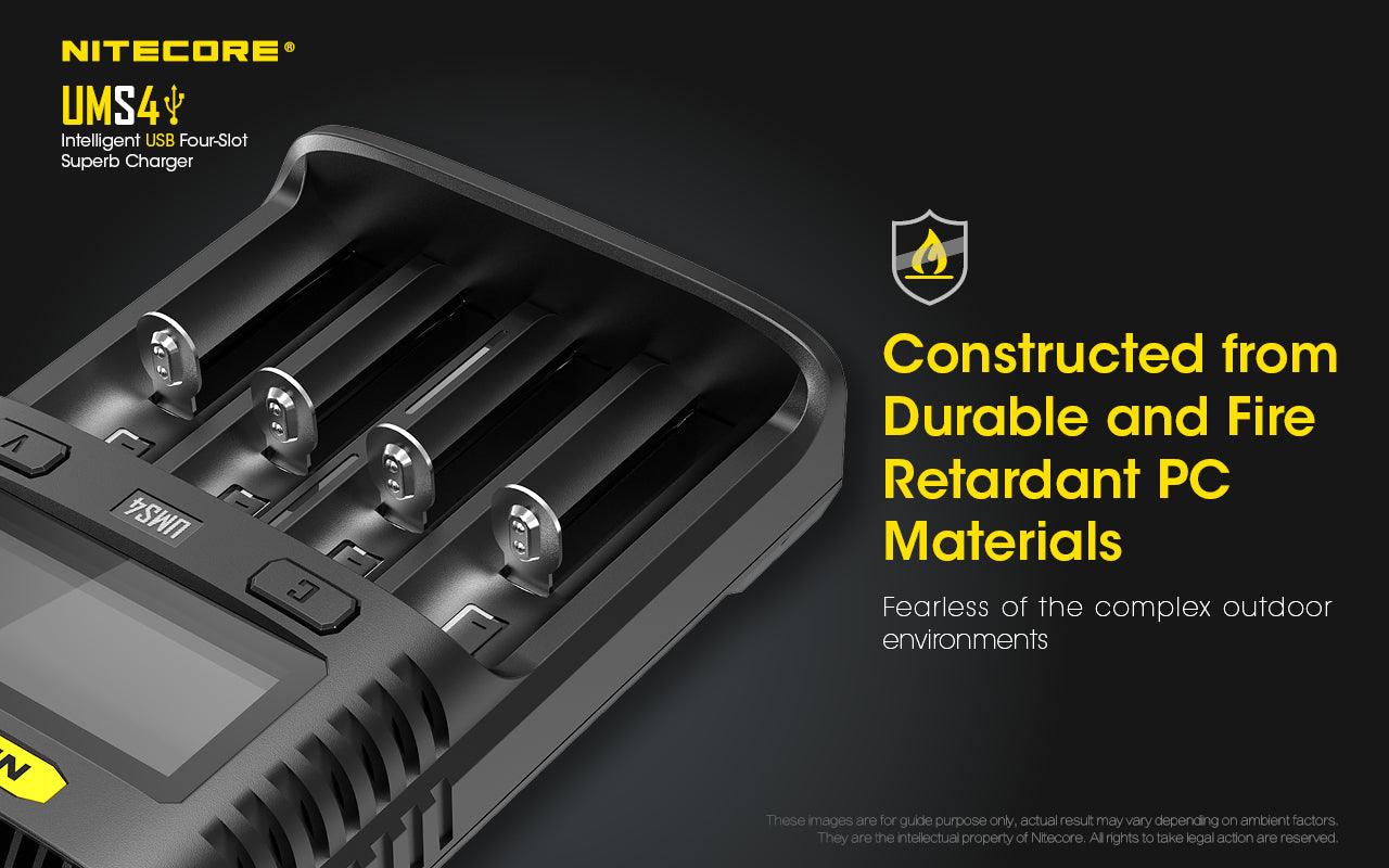 NITECORE UMS4 BATTERY CHARGER - 4 SLOT, MINI-USB - NeonSales South Africa