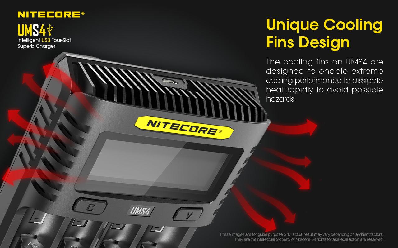 NITECORE UMS4 BATTERY CHARGER - 4 SLOT, MINI-USB - NeonSales South Africa