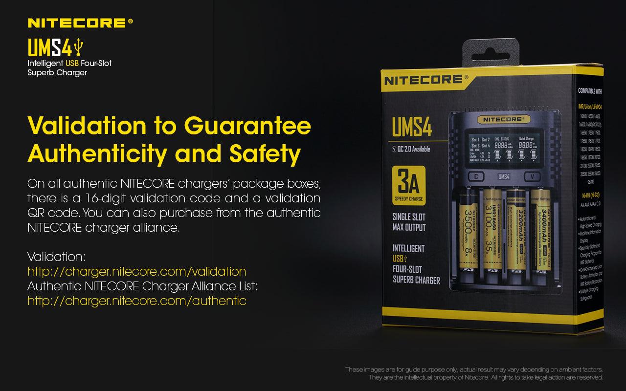 NITECORE UMS4 BATTERY CHARGER - 4 SLOT, MINI-USB - NeonSales South Africa