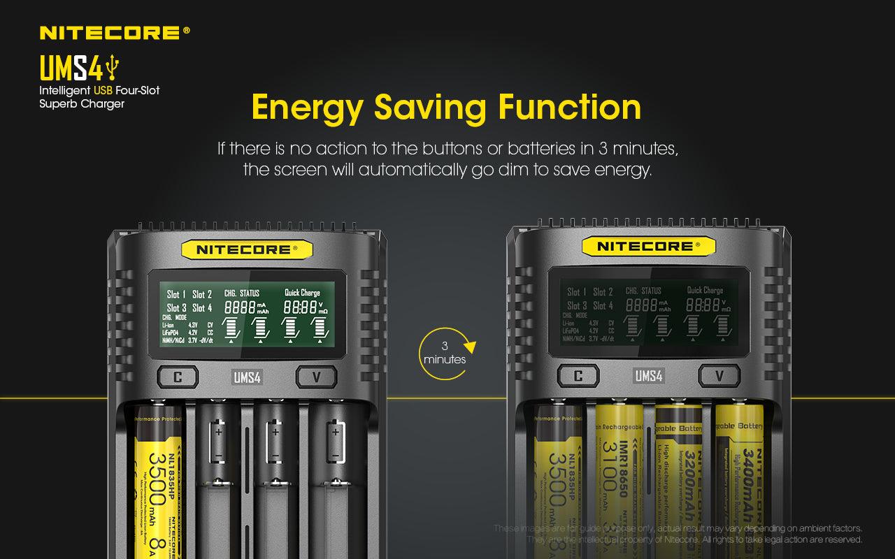 NITECORE UMS4 BATTERY CHARGER - 4 SLOT, MINI-USB - NeonSales South Africa
