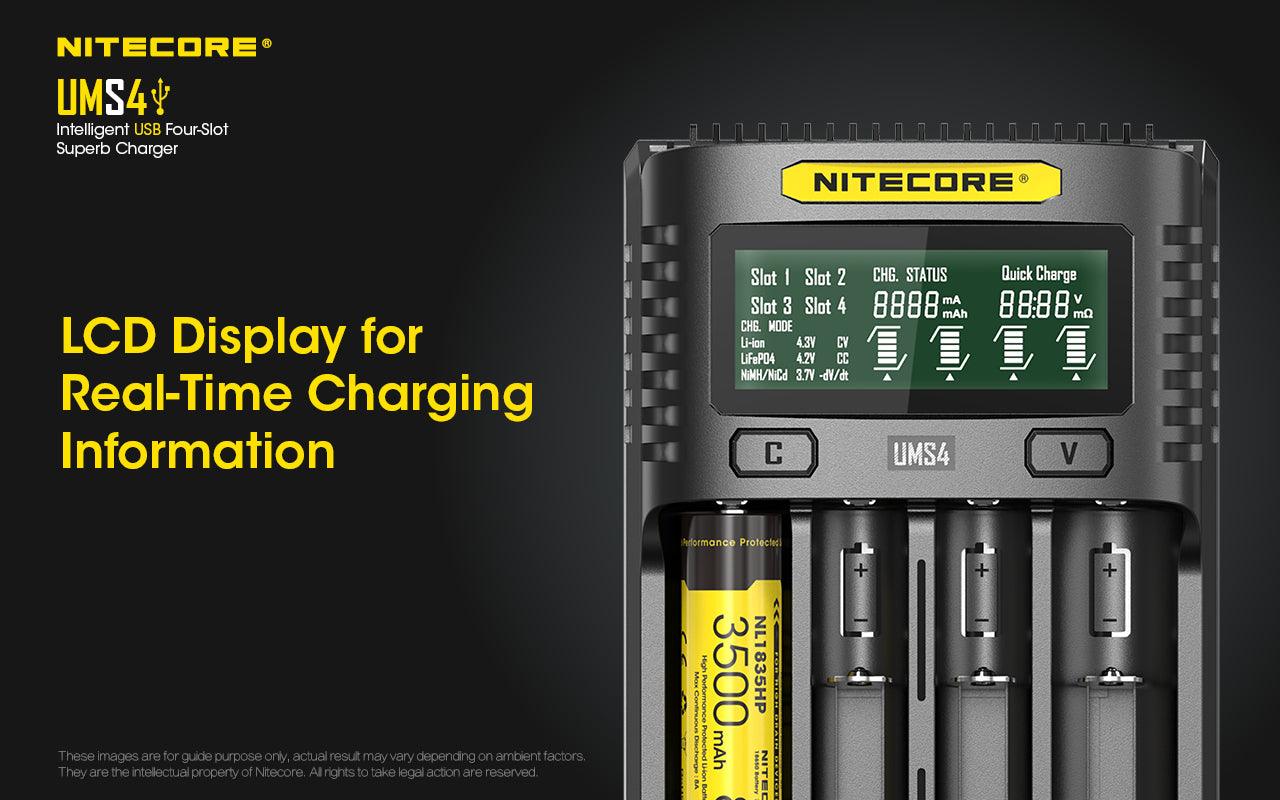 NITECORE UMS4 BATTERY CHARGER - 4 SLOT, MINI-USB - NeonSales South Africa