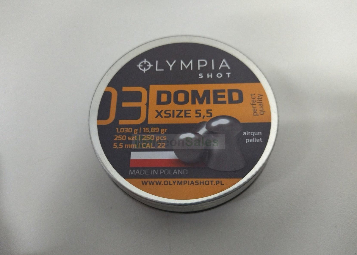 OLYMPIA 5.5MM SHOT DOMED PELLETS 15.89GR - 250'S - NeonSales {{ shop.shopifyCountryName }}