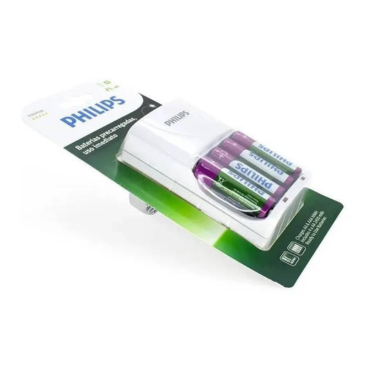 PHILIPS UNIVERSAL NIMH CHARGER & 4X AA BATTERIES - NeonSales {{ shop.shopifyCountryName }}