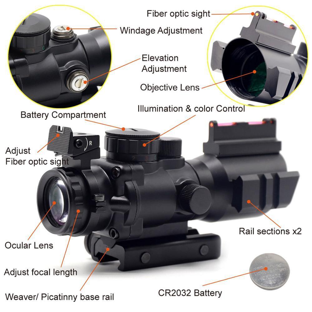 PICATINNY SCOPE, 4X32 IR (RGB) W/ IRON SIGHTS - NeonSales {{ shop.shopifyCountryName }}