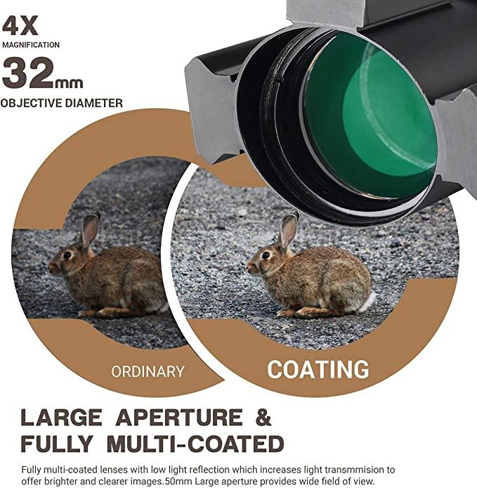 PICATINNY SCOPE, 4X32 IR (RGB) W/ IRON SIGHTS - NeonSales {{ shop.shopifyCountryName }}