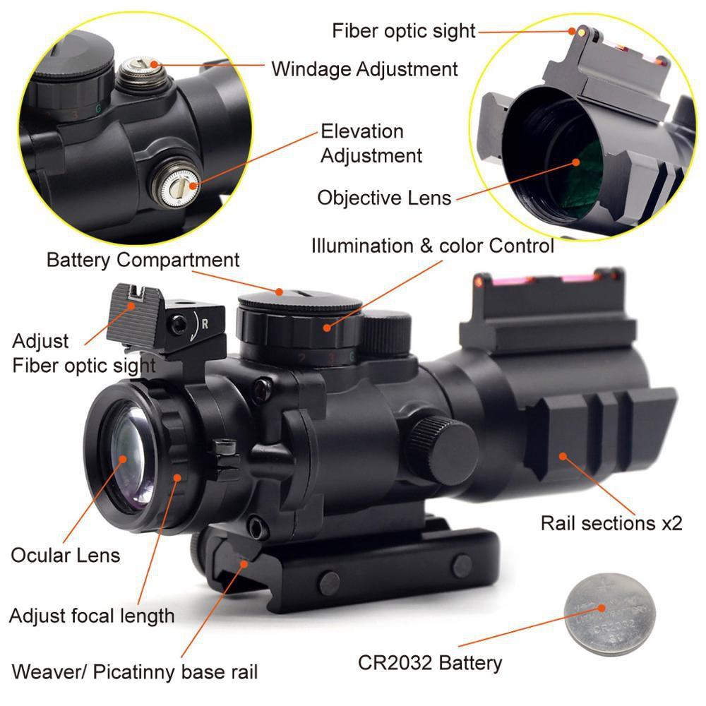 PICATINNY SCOPE, 4X32 IR (RGB) W/ IRON SIGHTS - NeonSales South Africa