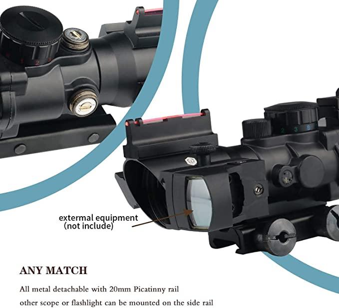 PICATINNY SCOPE, 4X32 IR (RGB) W/ IRON SIGHTS - NeonSales South Africa