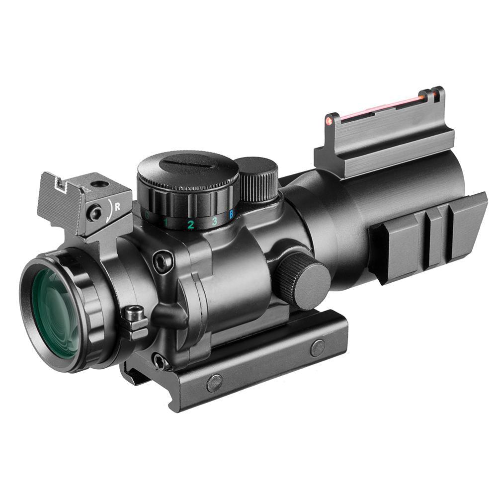 PICATINNY SCOPE, 4X32 IR (RGB) W/ IRON SIGHTS - NeonSales South Africa