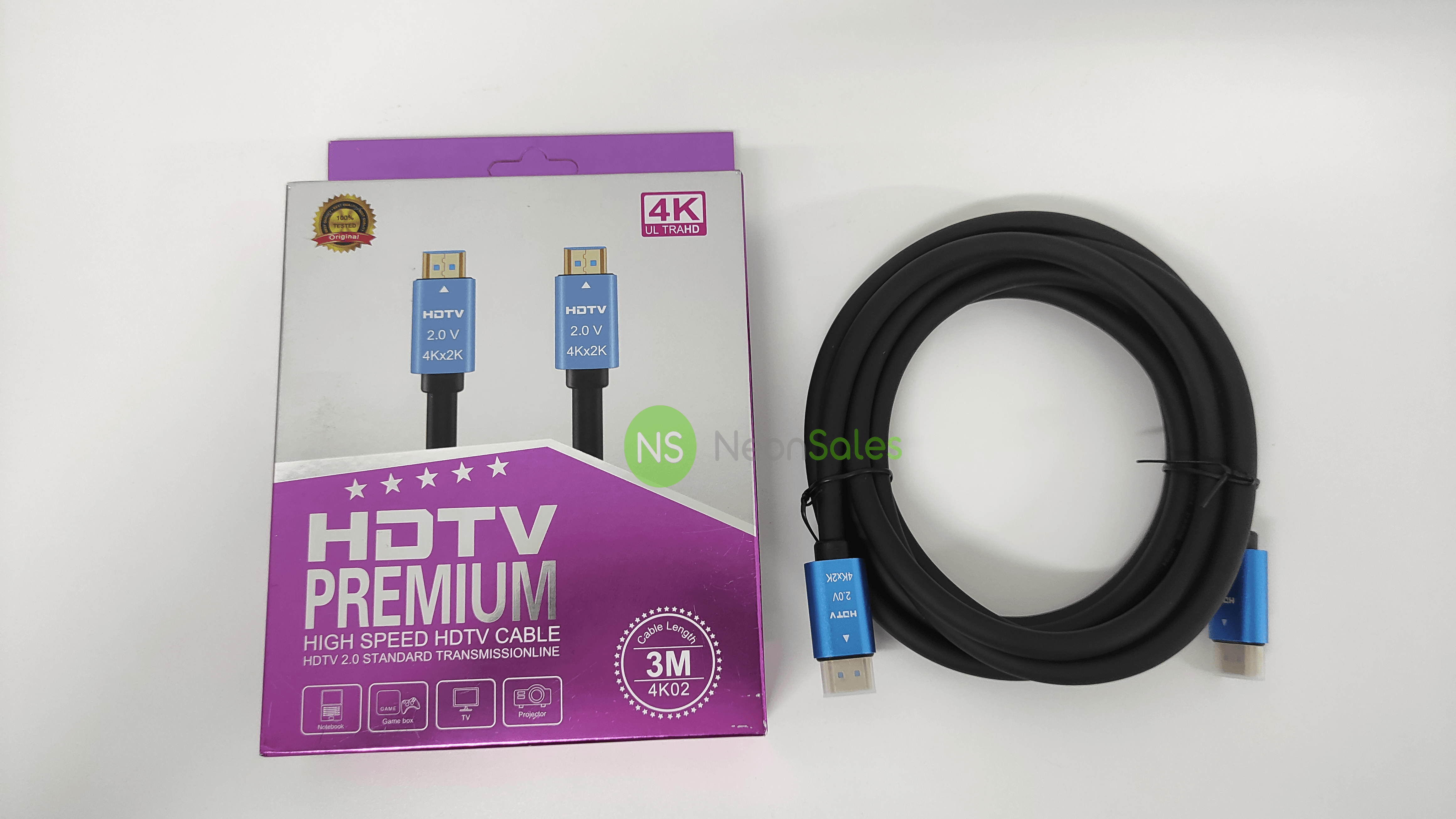 PREMIUM HDMI 4K-60HZ (18 GBPS) CABLE, 4KX2K - 3M - NeonSales {{ shop.shopifyCountryName }}