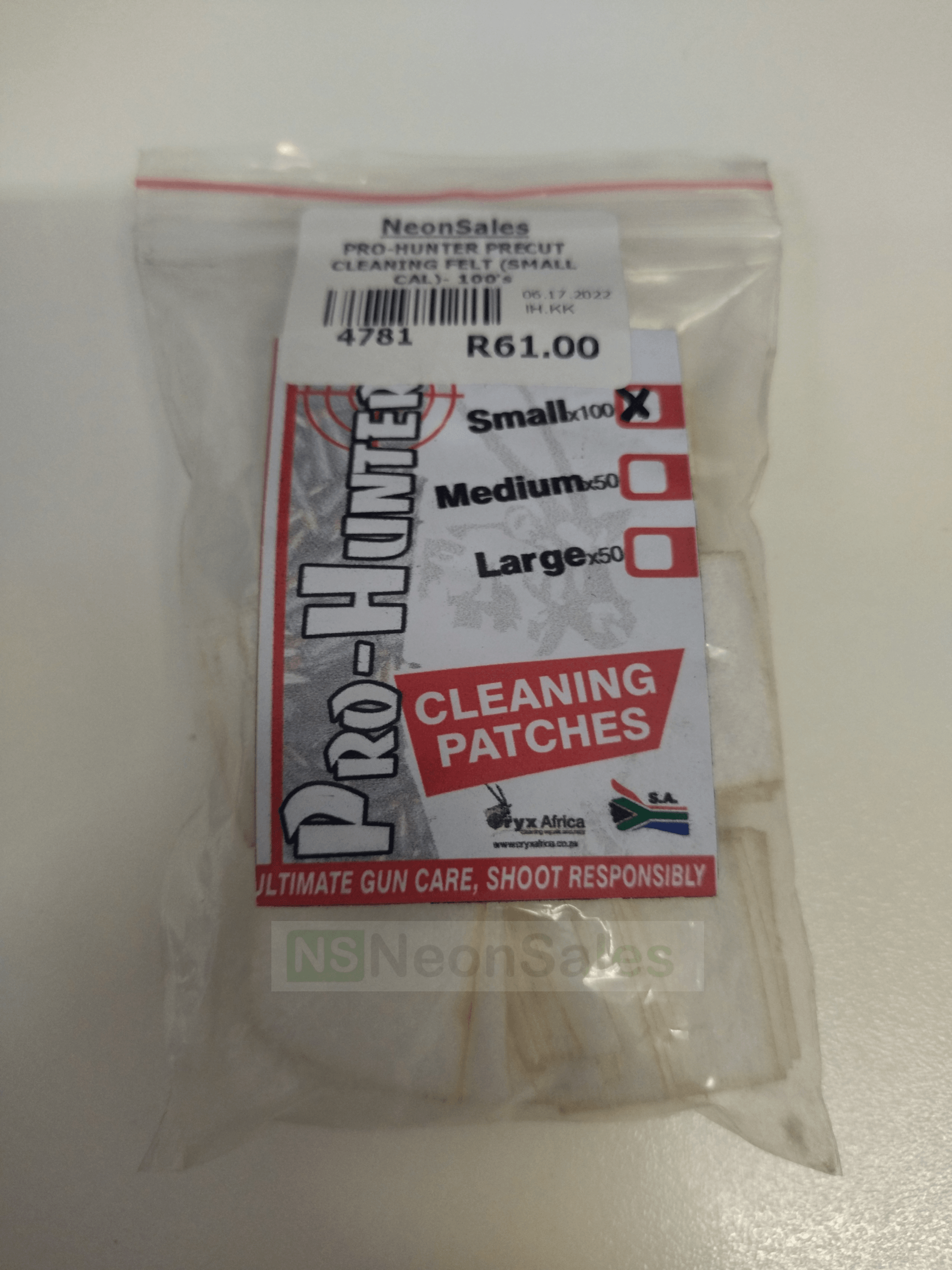 PRO-HUNTER PRECUT CLEANING FELT (SMALL CAL)- 100's - NeonSales South Africa