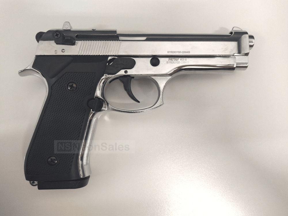 RETAY MOD 92 BLANK GUN- SHINY CHROME - NeonSales {{ shop.shopifyCountryName }}
