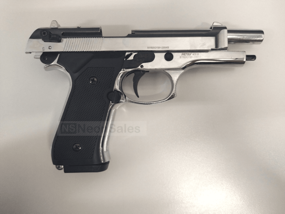 RETAY MOD 92 BLANK GUN- SHINY CHROME - NeonSales {{ shop.shopifyCountryName }}