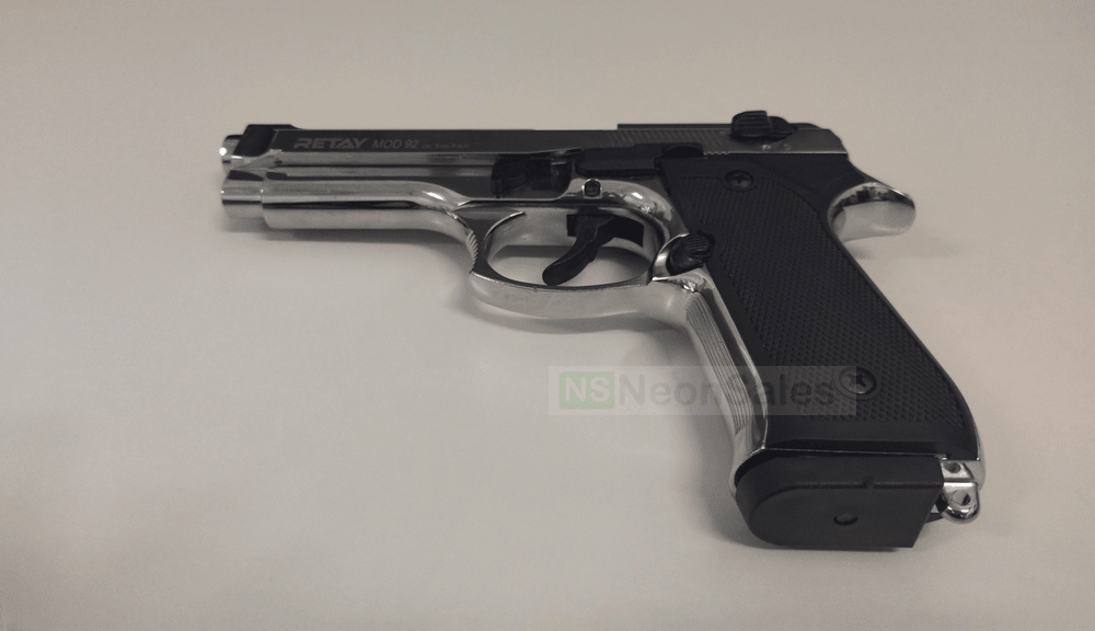 RETAY MOD 92 BLANK GUN- SHINY CHROME - NeonSales {{ shop.shopifyCountryName }}