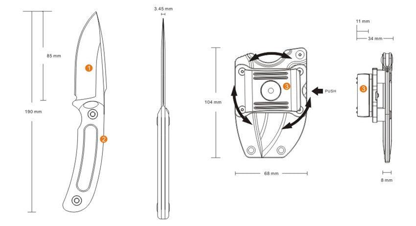 RUIKE F815-B FULL TANG FIXED BLADE W/ BELT SHEATH - NeonSales {{ shop.shopifyCountryName }}