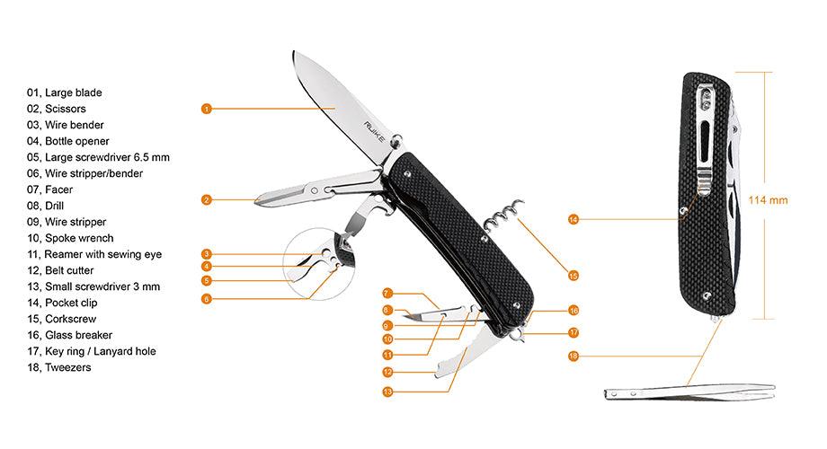 RUIKE KNIFE- LD31-B TREKKER POCKET KNIFE - BLACK - NeonSales {{ shop.shopifyCountryName }}