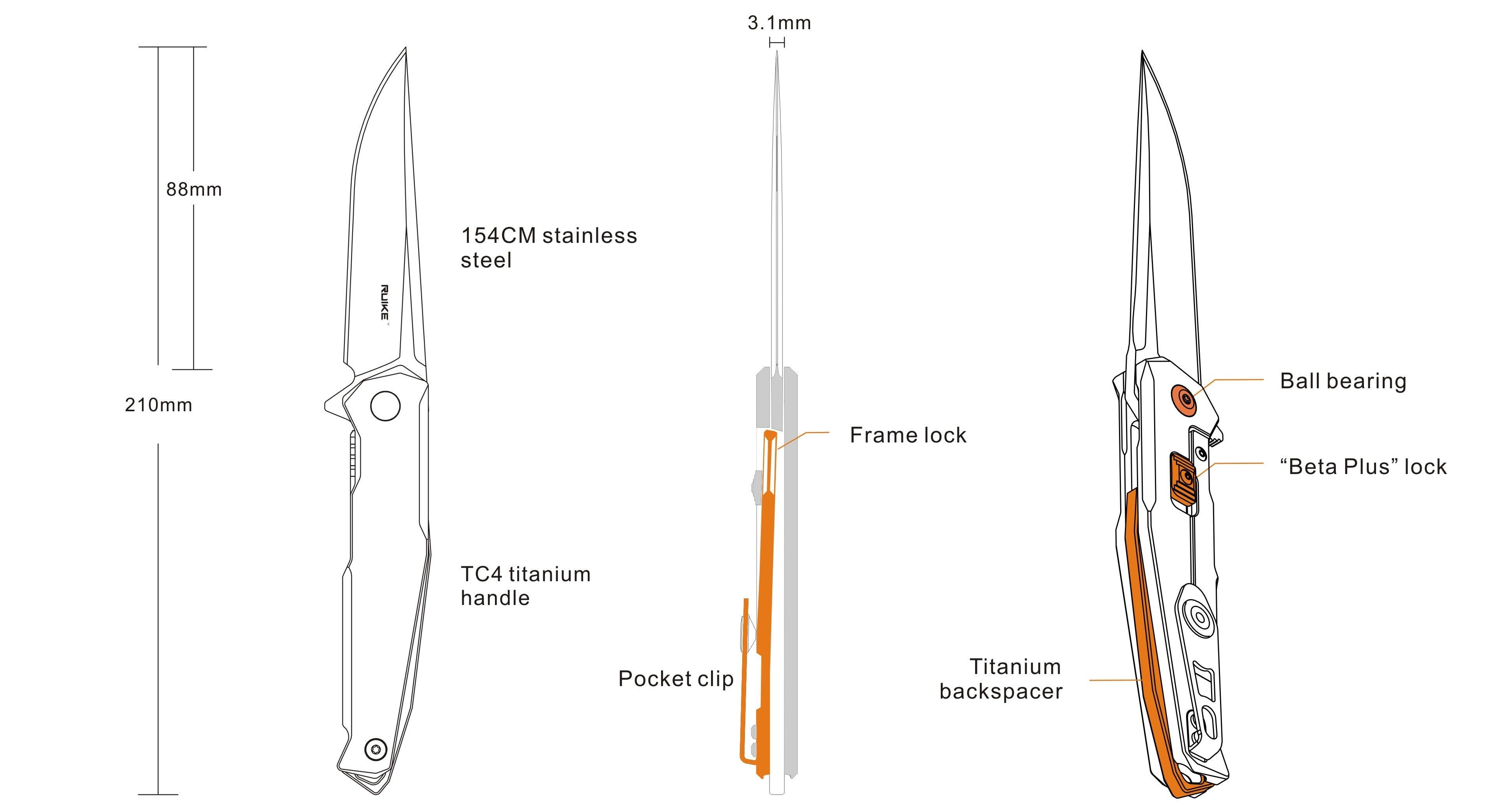 RUIKE KNIFE M108-TZ SILVER - NeonSales South Africa