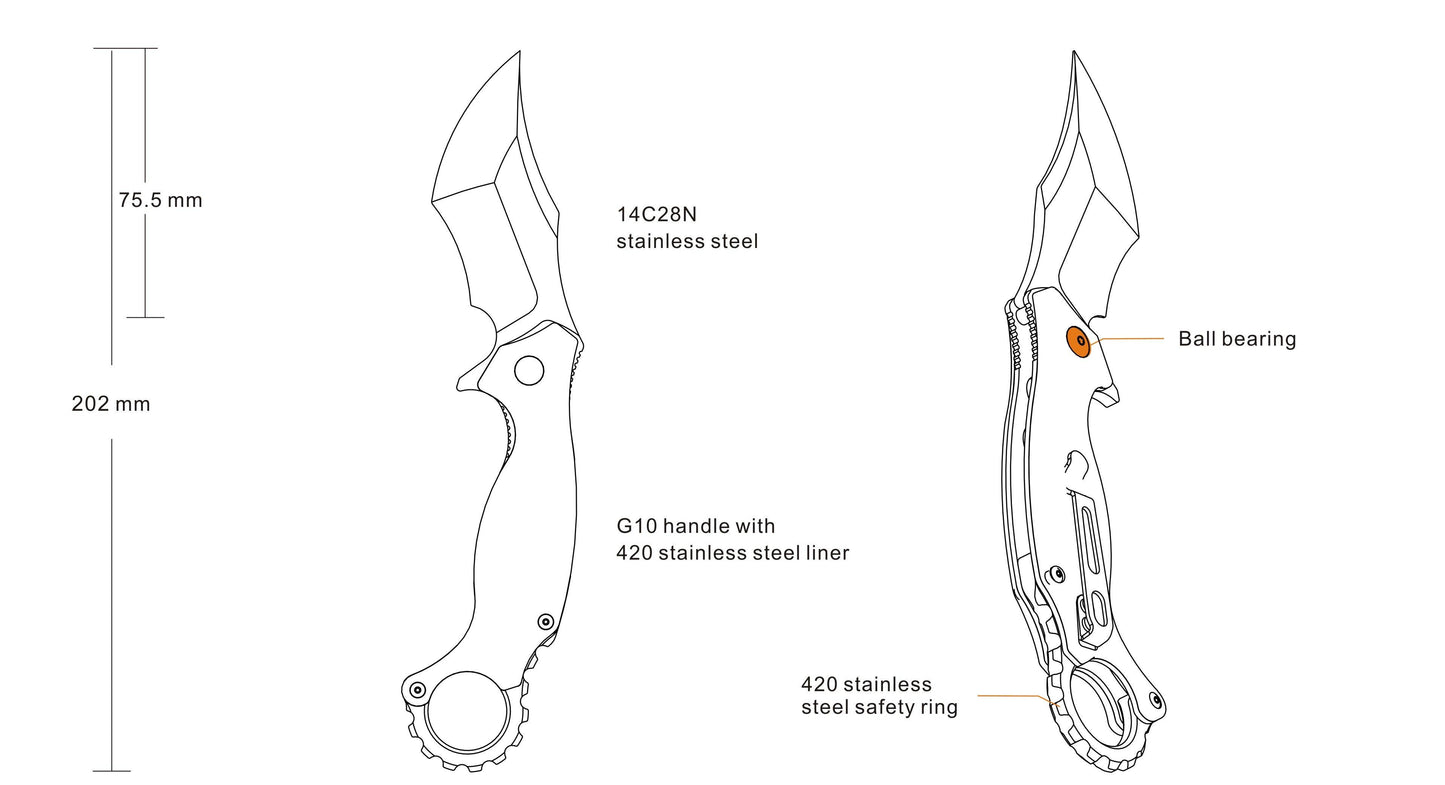 RUIKE KNIFE P881-W DRAGON KARAMBIT W/ LINER LOCK - NeonSales {{ shop.shopifyCountryName }}