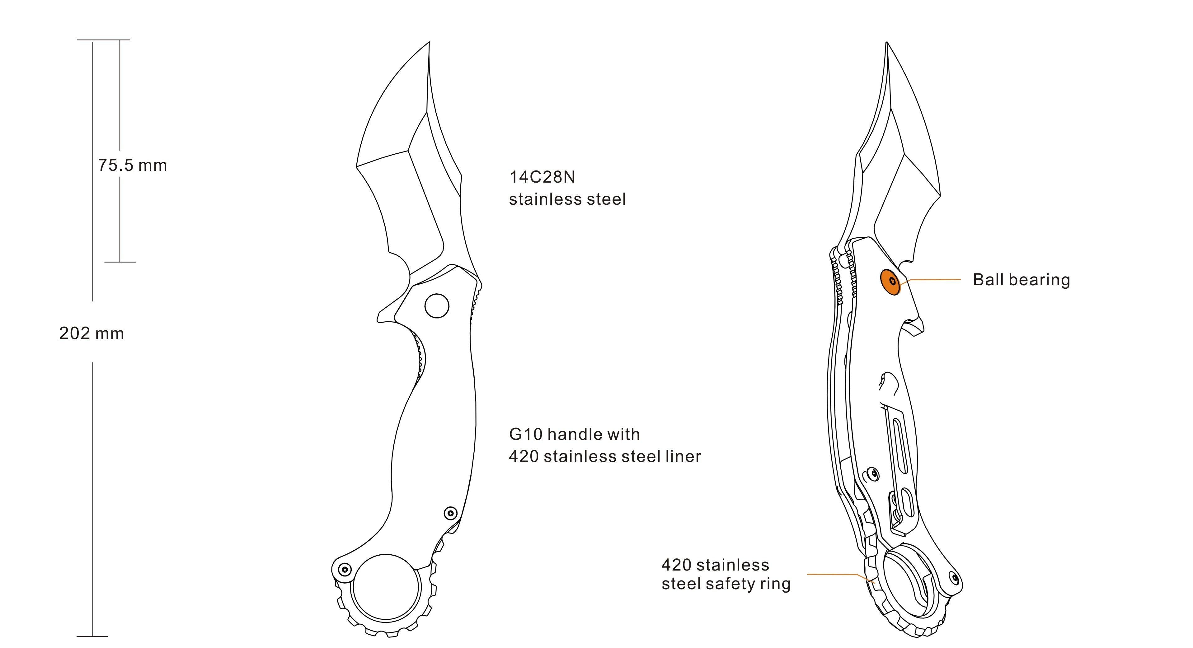 RUIKE KNIFE P881-W DRAGON KARAMBIT W/ LINER LOCK - NeonSales South Africa