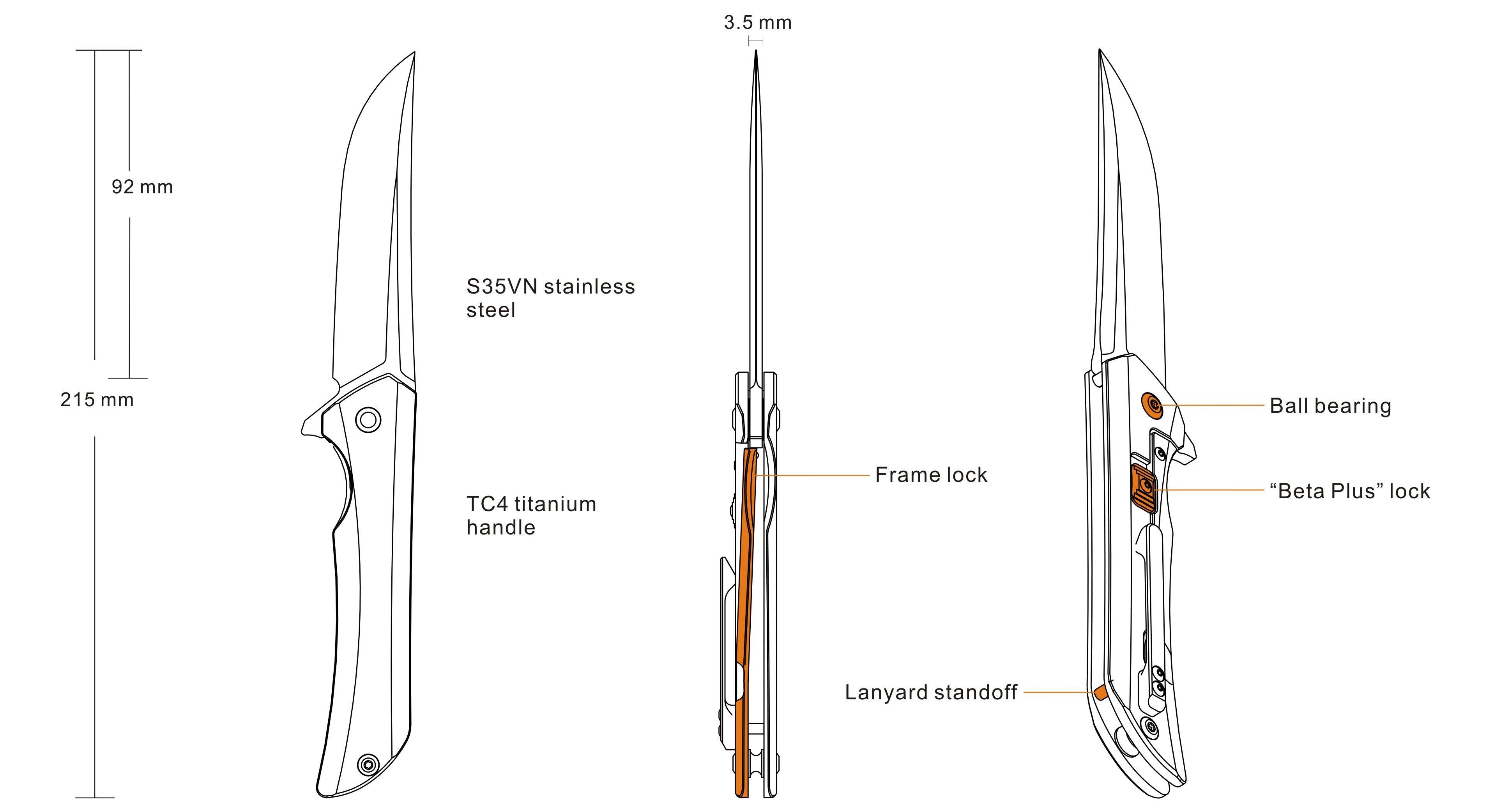 RUIKE M121-TZ HUSSAR TITANIUM KNIFE - NeonSales South Africa