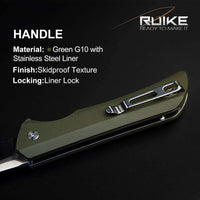 RUIKE P121-G HUSSAR GREEN POCKET KNIFE, SATIN - NeonSales {{ shop.shopifyCountryName }}