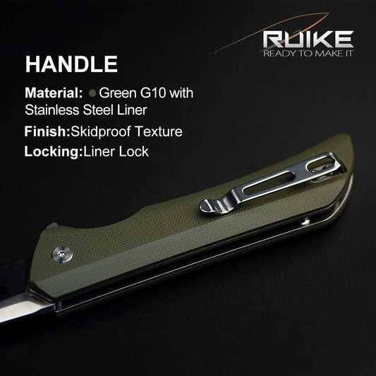 RUIKE P121-G HUSSAR GREEN POCKET KNIFE, SATIN - NeonSales {{ shop.shopifyCountryName }}