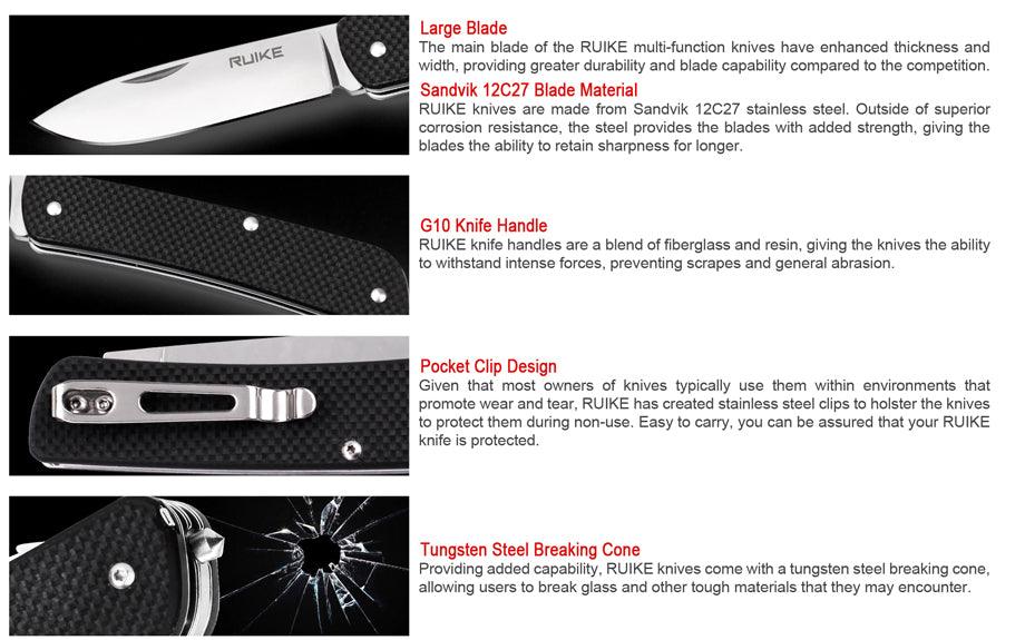 RUIKE SLIPJOINT POCKETKNIFE M11-B - BLACK - NeonSales {{ shop.shopifyCountryName }}