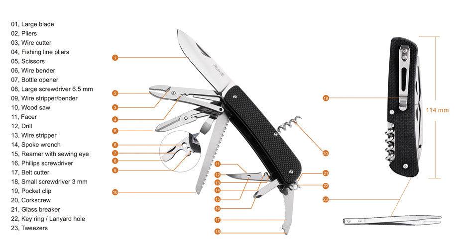 RUIKE TREKKER LD-51 CRITERION MULTITOOL, 23 TOOLS - NeonSales {{ shop.shopifyCountryName }}