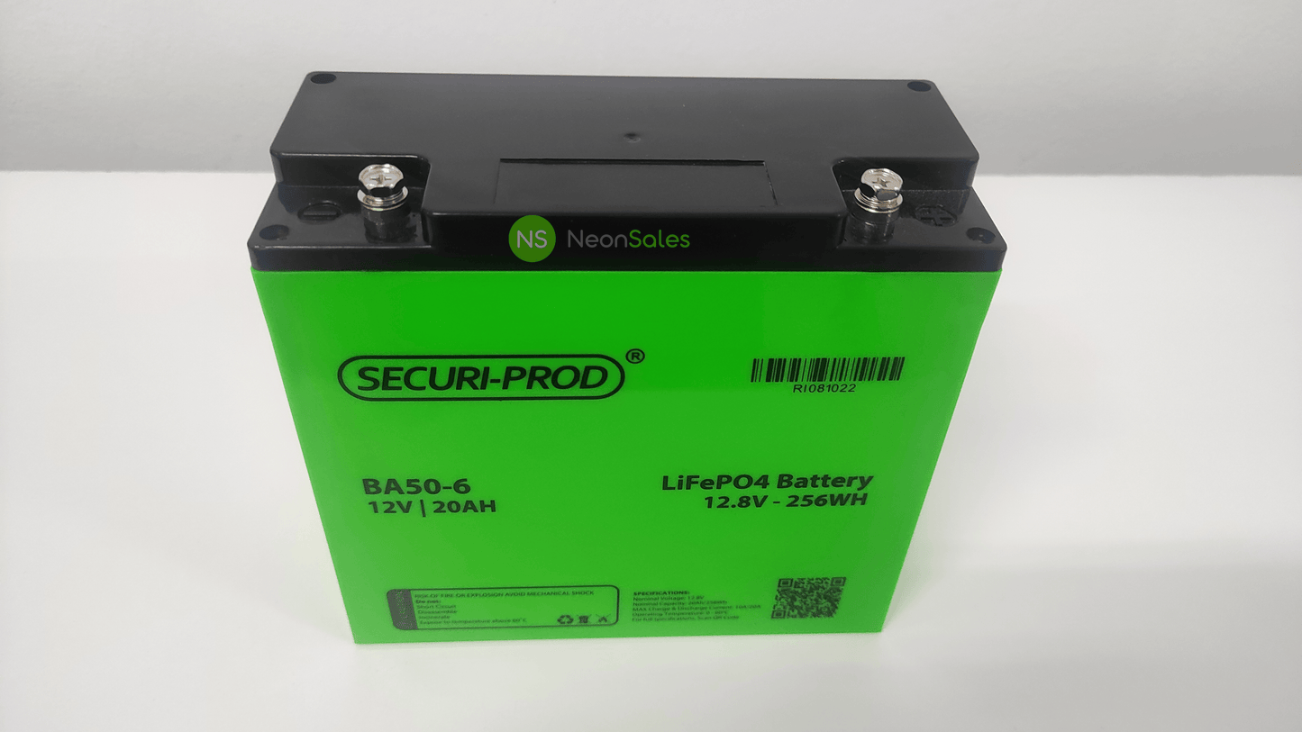 SECURI-PROD 12V 20AH LITHIUM LIFEPO4 BATTERY - NeonSales {{ shop.shopifyCountryName }}