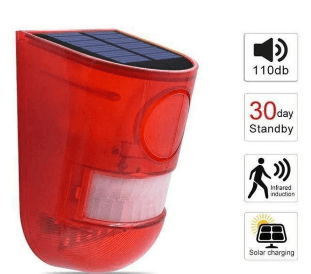 SOLAR-POWERED PIR W/ 129DB SIREN ALARM - N911 - NeonSales South Africa