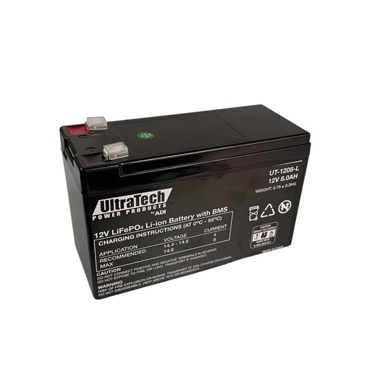 ULTRATECH 12V 8AH LITHIUM LIFEP04 BATTERY - NeonSales {{ shop.shopifyCountryName }}