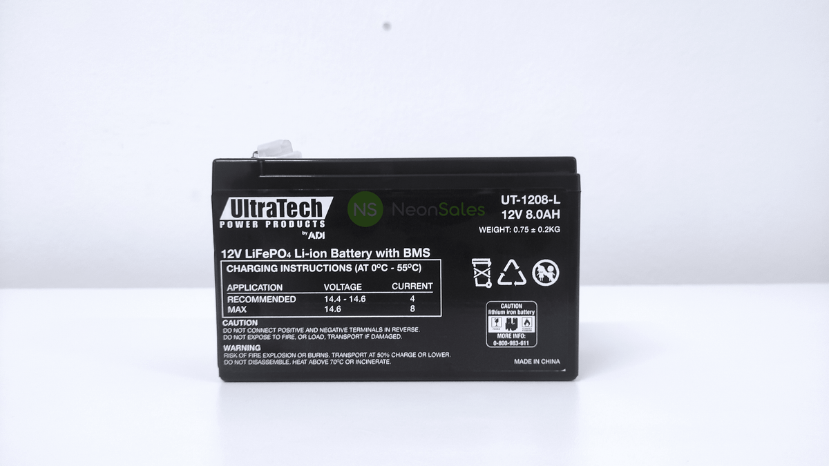 Ultratech 12V 8Ah lithium LiFePO4 battery - NeonSales South Africa