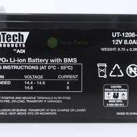 ULTRATECH 12V 8AH LITHIUM LIFEP04 BATTERY - NeonSales {{ shop.shopifyCountryName }}