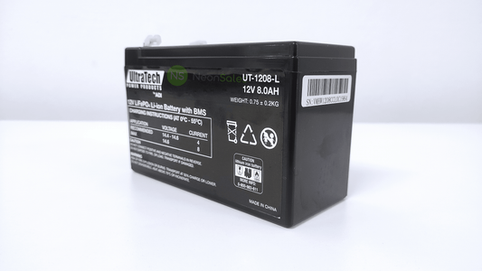 ULTRATECH 12V 8AH LITHIUM LIFEP04 BATTERY - NeonSales {{ shop.shopifyCountryName }}