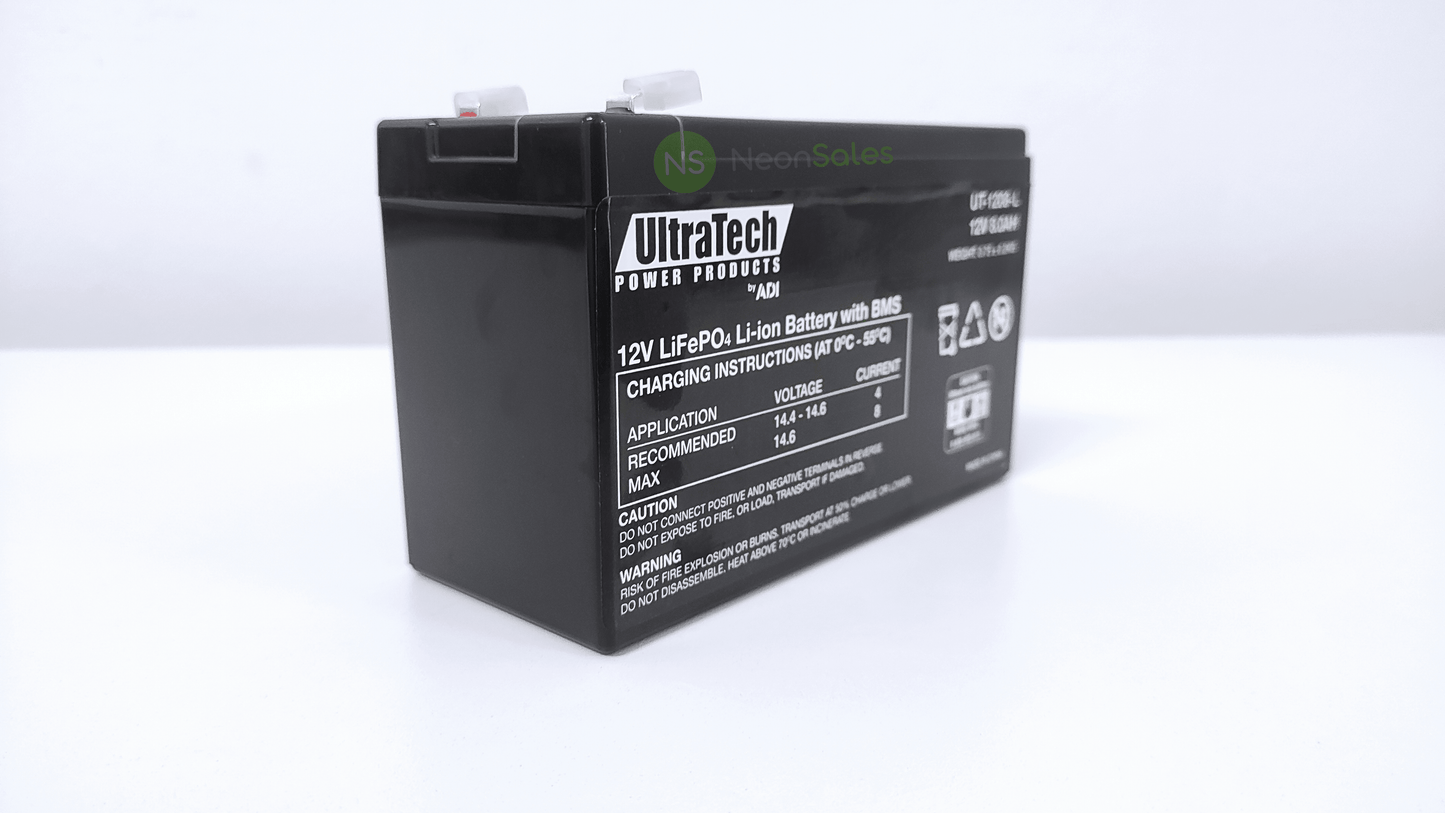ULTRATECH 12V 8AH LITHIUM LIFEP04 BATTERY - NeonSales {{ shop.shopifyCountryName }}