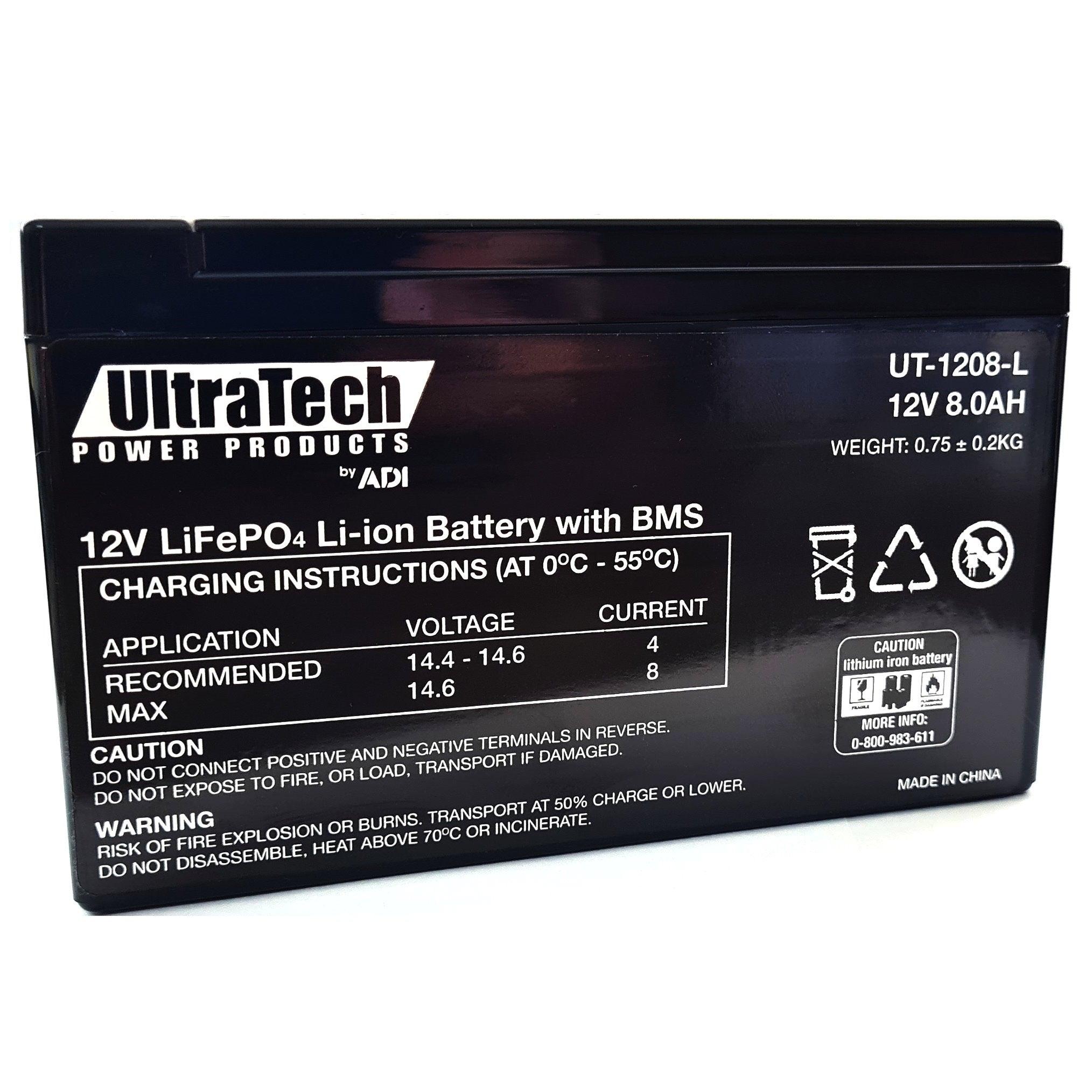 ULTRATECH 12V 8AH LITHIUM LIFEP04 BATTERY - NeonSales South Africa